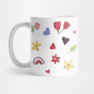 Watercolor cute flowers happy positivie stickers set Mug